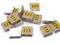 15 20mm Purple and Yellow Wooden Rectangle Happy Face Beads - Two Hole Emoji Beads